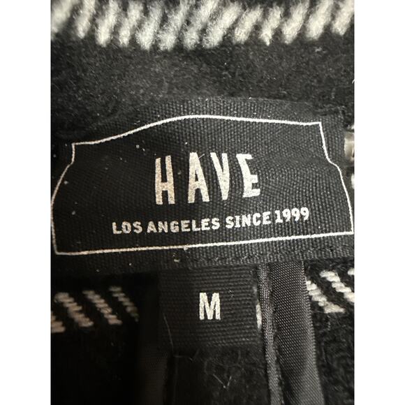 HAVE Women's Black Wool Checkered Plaid Notch Collar Blazer Coat Jacket Size M - Picture 3 of 4